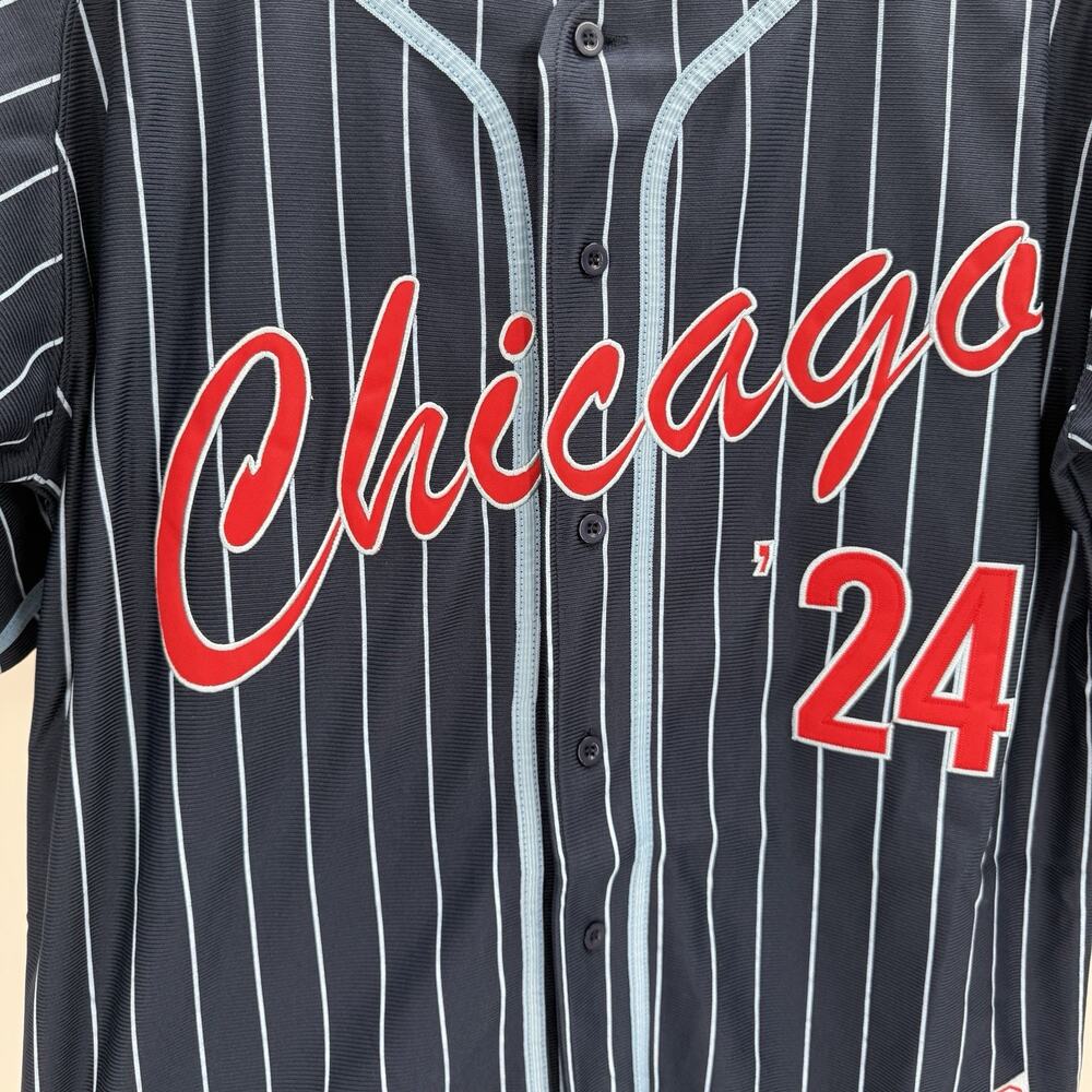 NASCAR Jersey Men Chicago Street Race 2024 Baseball Pinstripe Navy Blue Large - Picture 2 of 9